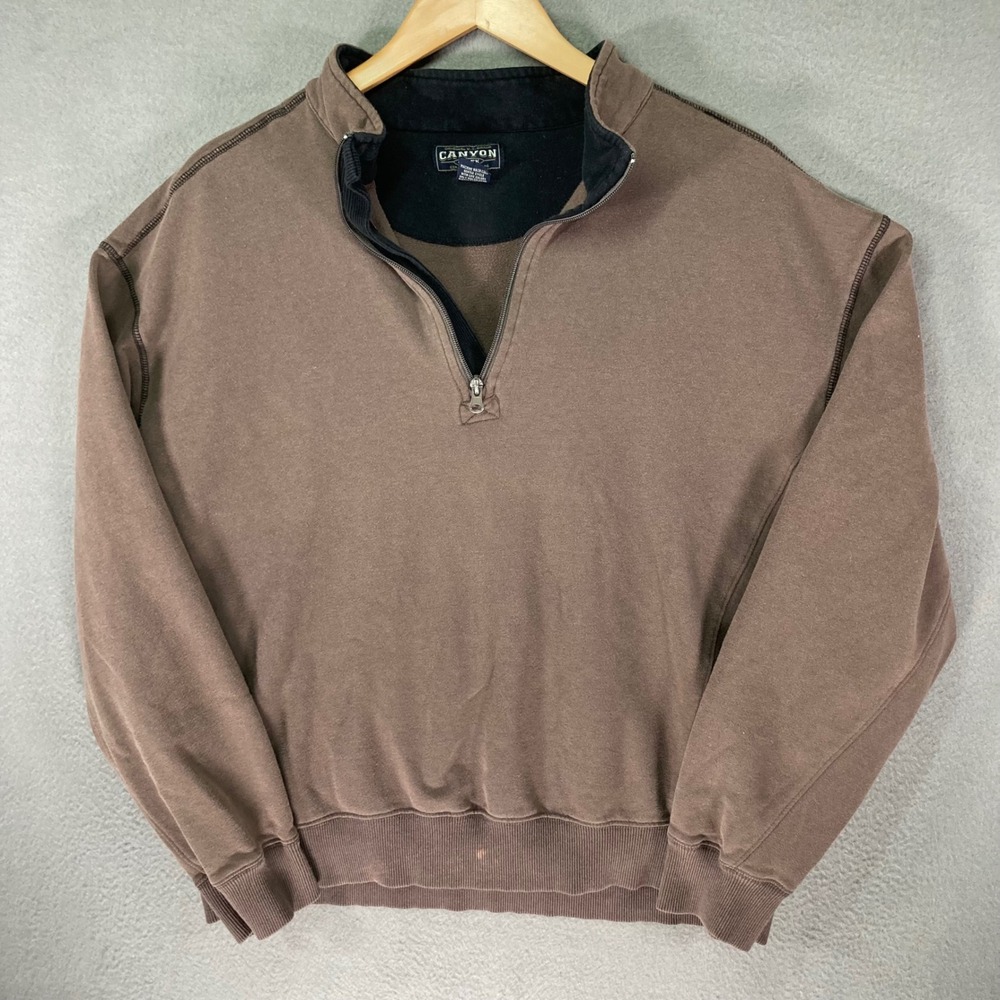 Canyon Creek Pullover Mens XL Brown 1/4‎ Zip Sweatshirt Casual